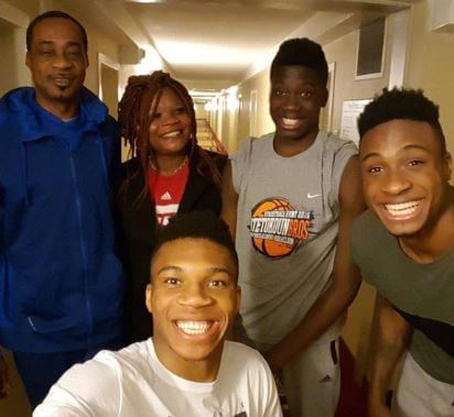 A selfie time for Charles Antetokounmpo and Veronica Antetokounmpo with their three sons in 2016.